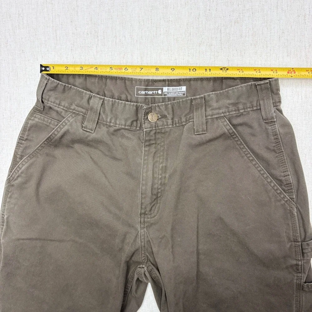 Carhartt Carpenter Pants Mens 34x30 Olive Green Relaxed Fit B324-DFE Nice!